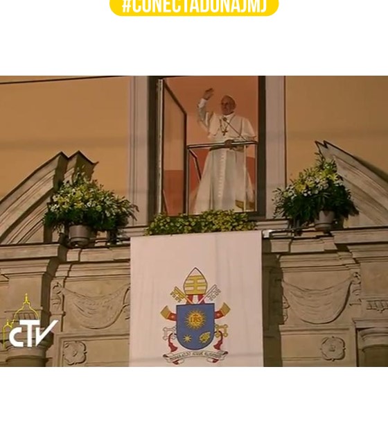 Da “janela papal”, na residência dos bispos, Papa fala com os jovens / Foto: Reprodução CTV.